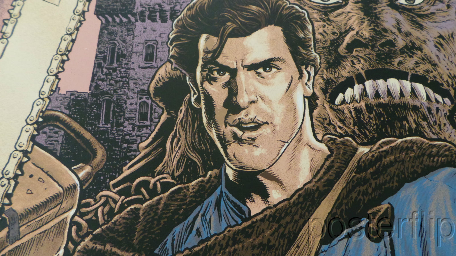 "Army of Darkness Purple Variant" by Chris Weston.  Inspired by the popular cult film. Released by Skuzzles in 2014 in limited edition of 60 prints. Print is stored flat in very good condition.