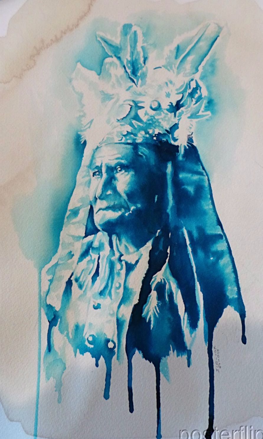 Koiish Watercolor Original painting 1/1 Indian Keystone Pipeline print Chicago
