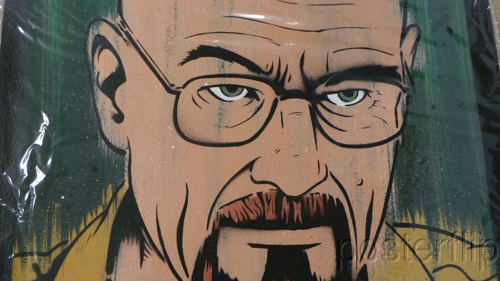 Title: "Walter White"  Poster artist: Lowercase Industry  Edition: 20  Type: Watercolor, Acrylic and Spray Paint on 300 gsm watercolor paper.  Size: 15" x 22"