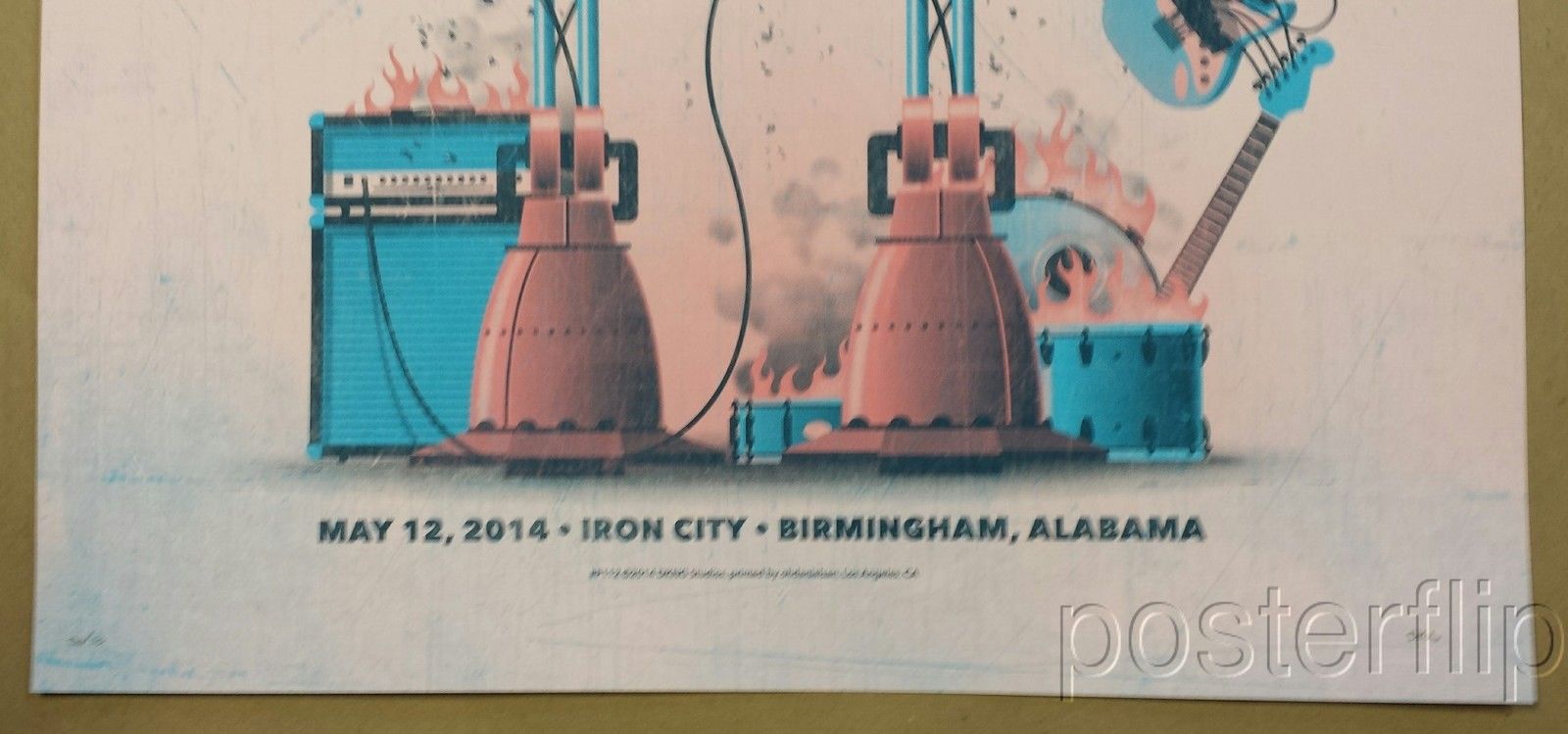 Title: Primus - Birmingham, AL 2014 (Variant)  Artist: DKNG  Edition:  xx/50  Type: Screen print poster  Size: 18" x 24"  Venue: Iron City  Location: Birmingham, AL  Notes:  Print is stored flat in very good condition.  Limited edition Screen Print Poster of 50, Signed and Numbered by artist.