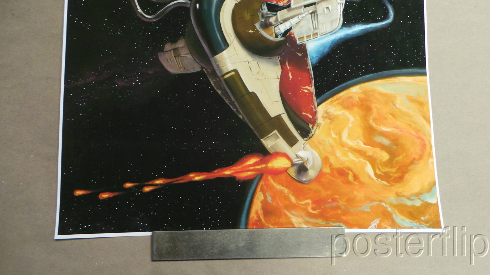 Title: Supercharged Slave 1  Artist: Jonathan Bergeron  Edition:Released in 2014 and printed in a limited edition of 50, signed and numbered by the artist.  Type: Screen Print Poster  Size: 16" x 20"  Notes:  Inspired by Star Wars.  Prints are stored flat in very good condition. Following purchase, prints are rolled in archival paper and shipped with bubble wrap in sturdy cardboard tubes.  Check out our other listings for more hard-to-find and out-of-print posters.