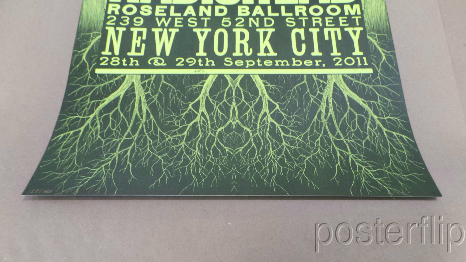 Title: Radiohead (Set of 4, Roseland Ballroom NYC 2011)  Artist: Stanley Donwood  Edition: Set of 4, 2011 Released in limited edition of 150 signed and hand numbered by the artist.  Type: Screen print poster  Size: 16.5" x 23.5"  Location: New York City, NY  Venue: Roseland Ballroom  Notes: Created for the band's shows on 9/28-9/29/11 at the Roseland Ballroom in New York City.