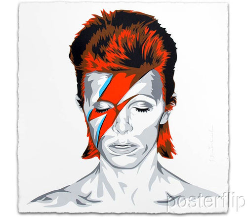 Inspired by the iconic musician, actor, and artist David Bowie's "Aladdin Sane" album. Check out our other listings for more hard-to-find prints and posters.  Screen Print Poster, Printed on hand torn archival art paper and featuring a signature thumb print on the back.  Released by Its a Wonderful World Inc. in 2016. Limited Edition of 169 prints. Signed and numbered by the artist.