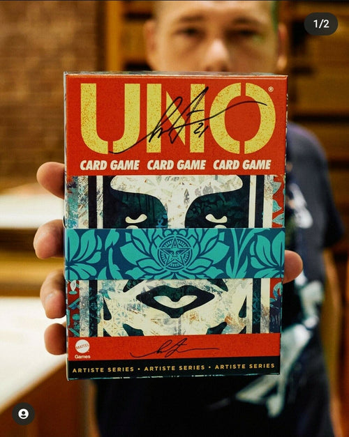 Notes:  SIGNED Obey Uno Artiste Playing Cards Deck X Shepard Fairey Series.