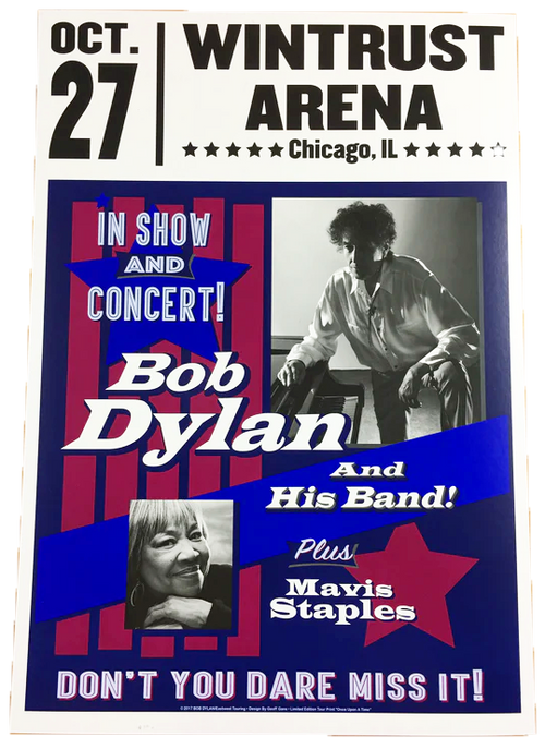 Geoff Gans - Bob Dylan Wintrust Arena Chicago 10/27/2017 Red Edition Show Poster