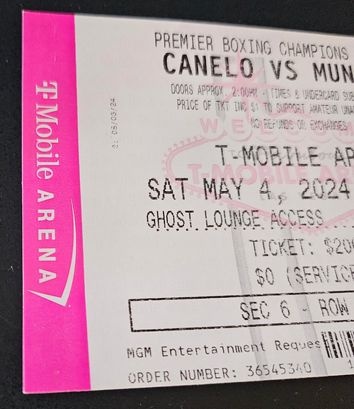 Canelo Alvarez vs. Jaime Munguia - May 4, 2024 - Boxing Ticket Stub