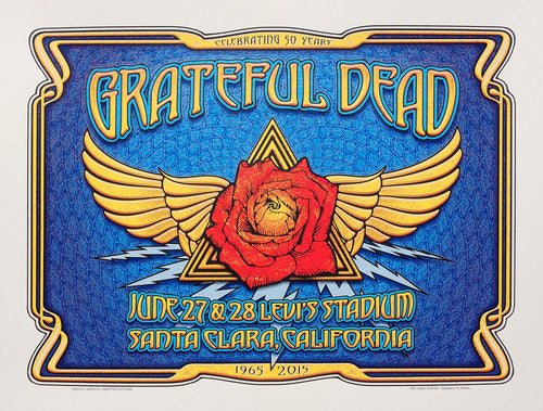 Dave Hunter - Fare Thee Well - Grateful Dead - Winged Rose Poster -  Santa Clara, 2015 s/n
