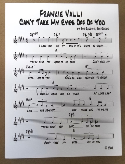Frankie Valli - Can't Take My Eyes Off of You Sheet Music Print