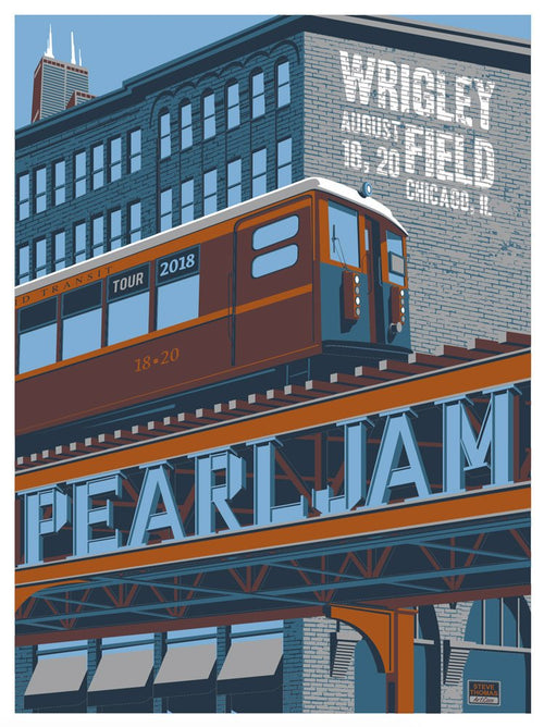 Steve Thomas - Pearl Jam - Wrigley Field, Chicago, Concert Poster - 2018