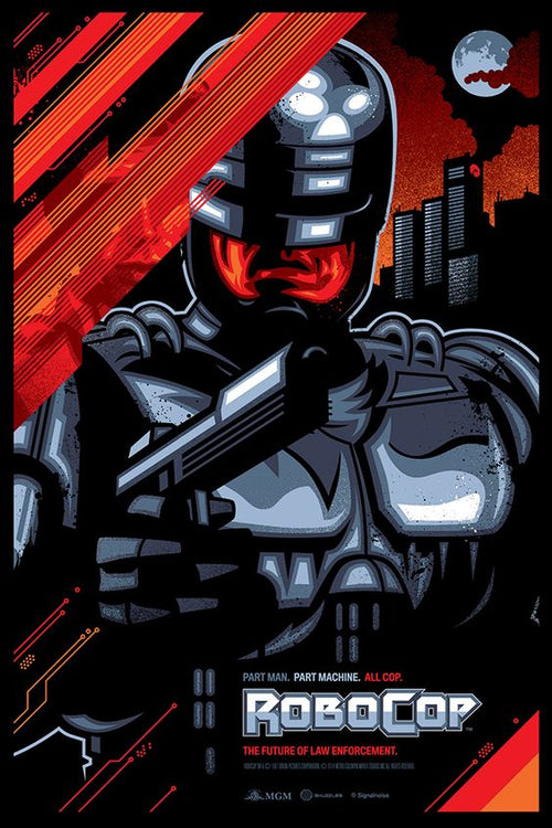 Title:  "Robocop"  Artist:  James White  Edition:  xx/165  Type:  Screen print poster  Size: 36" x 24"  Notes:  Released by Skuzzles in 2015, hand numbered.  Print is stored flat in very good condition. Following purchase, prints are rolled in archival paper and shipped with bubble wrap in sturdy cardboard tubes.  Check out our other listings for more hard-to-find and out-of-print posters.