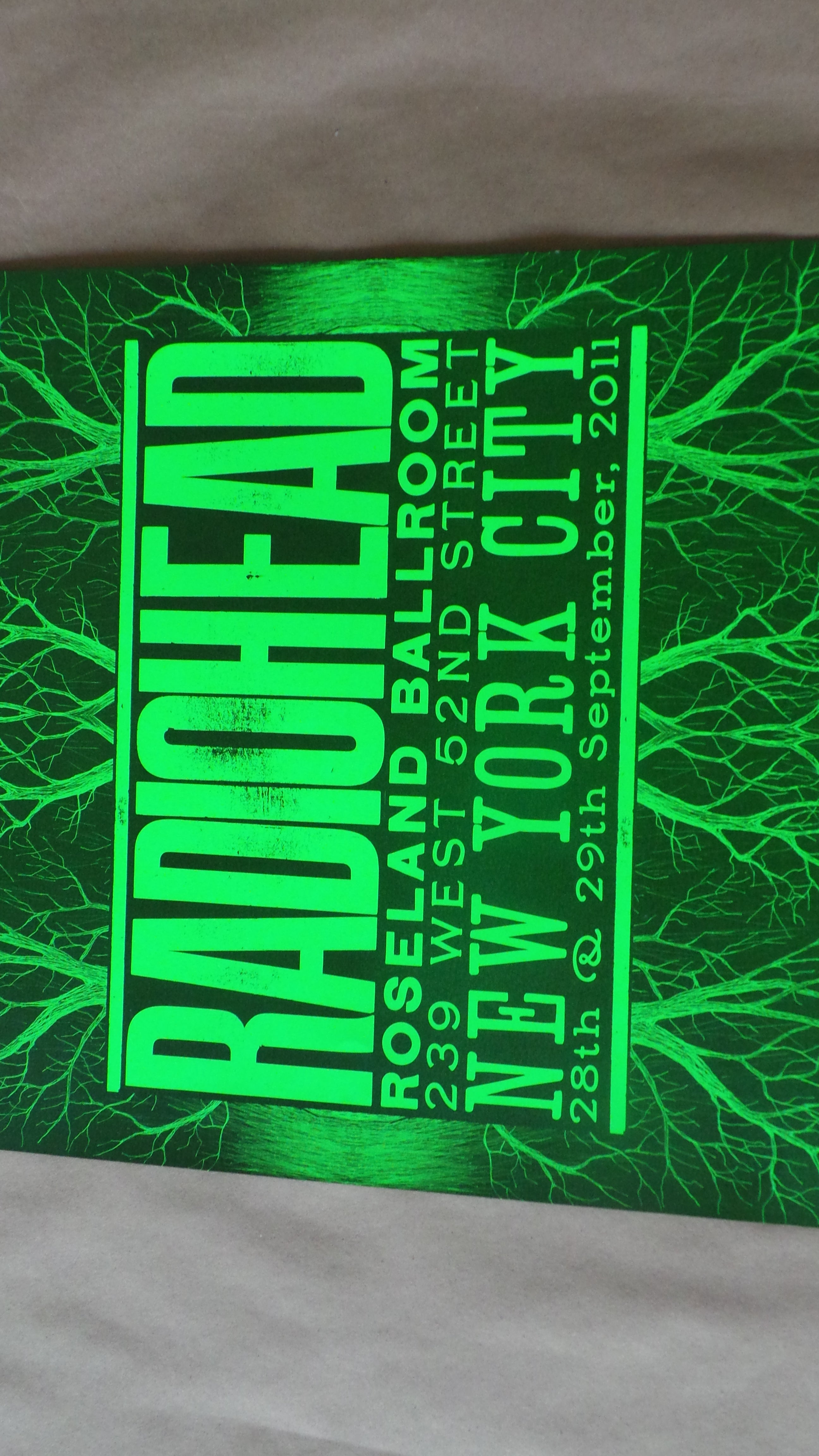 Radiohead Roseland Ballroom NYC 2011 Screenprint Poster Green Edition xx/150