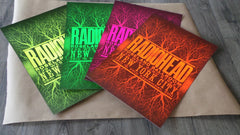 Title: Radiohead (Set of 4, Roseland Ballroom NYC 2011)  Artist: Stanley Donwood  Edition: Set of 4, 2011 Released in limited edition of 150 signed and hand numbered by the artist.  Type: Screen print poster  Size: 16.5" x 23.5"  Location: New York City, NY  Venue: Roseland Ballroom  Notes: Created for the band's shows on 9/28-9/29/11 at the Roseland Ballroom in New York City.