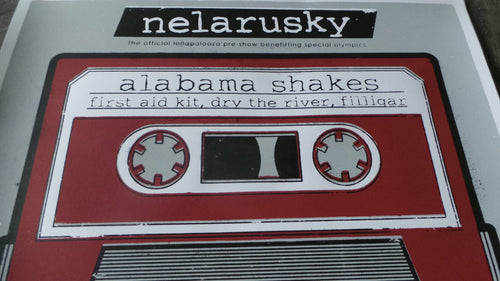 "Alabama Shakes Metro Chicago, IL" by Lolla Nelarusky, 8/1/2012.  New, stored flat in very good condition. Prints are IN HOUSE and READY TO SHIP! Check out our other listings for more hard-to-find and out-of-print posters
