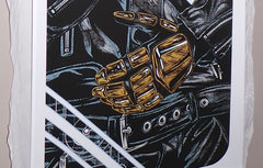 "Daft Punk - Guy" by Rhys Cooper Originally sold through Studio Seppuku in 2015. Following purchase, prints are rolled in kraft paper and shipped in a sturdy cardboard tube protected with bubble wrap on each end of the inside.