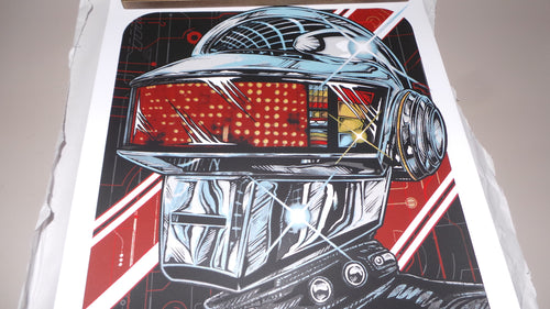 "Daft Punk - Thomas"  2015 Limited Edition of 150, Signed and Numbered  Originally sold through Studio Seppuku in 2015. Following purchase, prints are rolled in kraft paper and shipped in a sturdy cardboard tube protected with bubble wrap on each end of the inside.