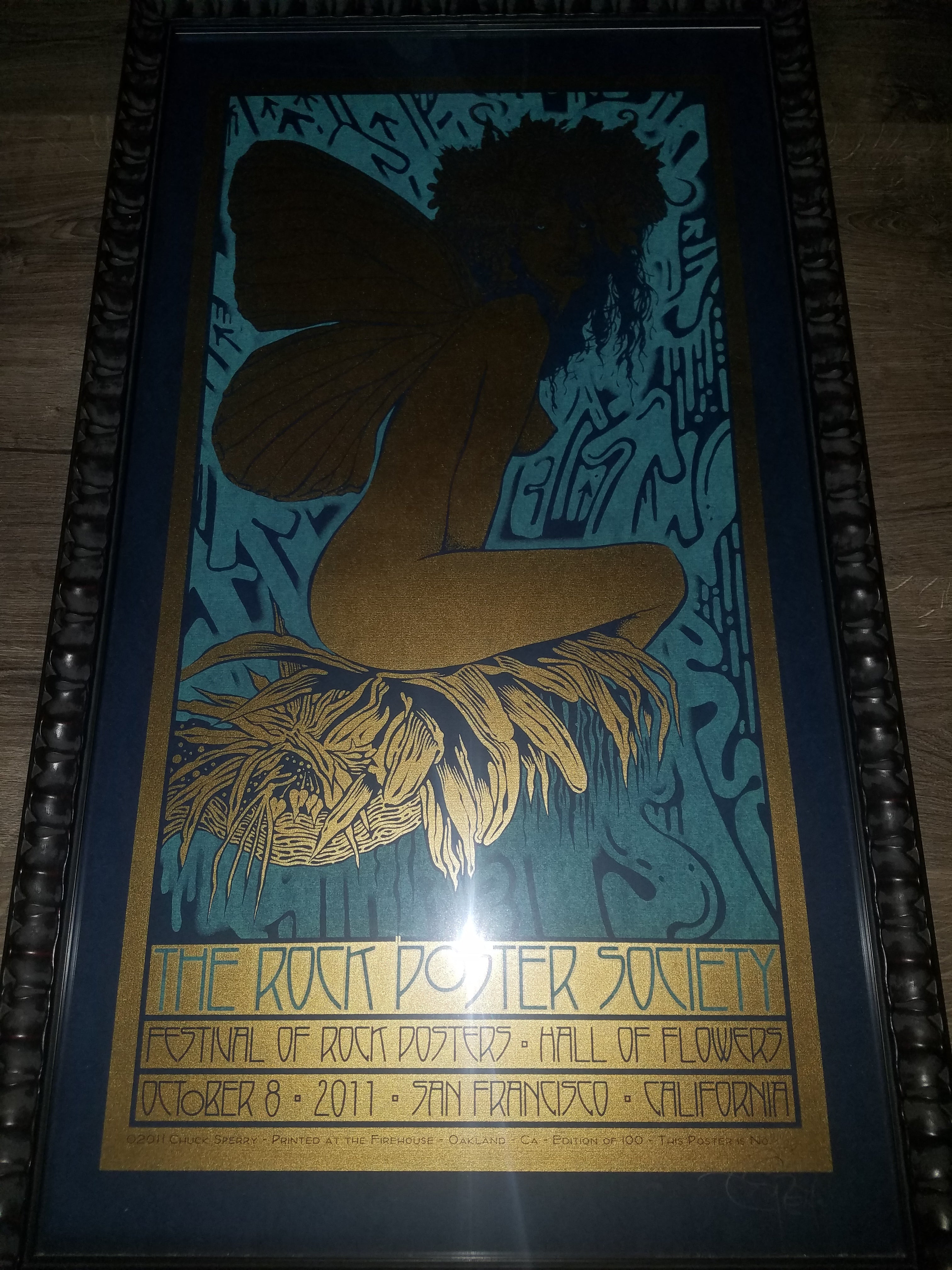 Chuck Sperry The Rock Poster Society TRPS San Francisco 2011 BLUE Variant FRAMED S/N xx/25