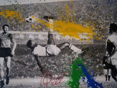 Title: The King Pele  Artist:  Mr. Brainwash  Edition: Edition of 75, hand finished by the artist. Print is also signed by Pele and the artist, numbered with thumb prints on the back  Type: Five color screen print on hand torn archival art paper.  Size: 48" x 36"  Notes: Certificate of authenticity will also be included.  Check out our other listings for more hard-to-find and out-of-print posters.   Ready to ship.