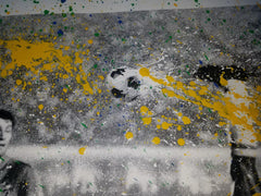 Title: The King Pele  Artist:  Mr. Brainwash  Edition: Edition of 75, hand finished by the artist. Print is also signed by Pele and the artist, numbered with thumb prints on the back  Type: Five color screen print on hand torn archival art paper.  Size: 48" x 36"  Notes: Certificate of authenticity will also be included.  Check out our other listings for more hard-to-find and out-of-print posters.   Ready to ship.