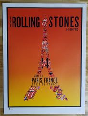 Title:  Rolling Stones - 2014 OFFICIAL POSTER PARIS FRANCE  Poster artist:   Edition:  xx/500  Type:  Limited edition lithograph   Size:  17" x 23"  Location: Paris, France   Venue: Stade De France   Notes:  1st edition, official poster hand numbered and embossed.  Official poster, Europe 14 On Fire Tour original from the show!