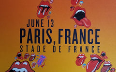 Title:  Rolling Stones - 2014 OFFICIAL POSTER PARIS FRANCE  Poster artist:   Edition:  xx/500  Type:  Limited edition lithograph   Size:  17" x 23"  Location: Paris, France   Venue: Stade De France   Notes:  1st edition, official poster hand numbered and embossed.  Official poster, Europe 14 On Fire Tour original from the show!