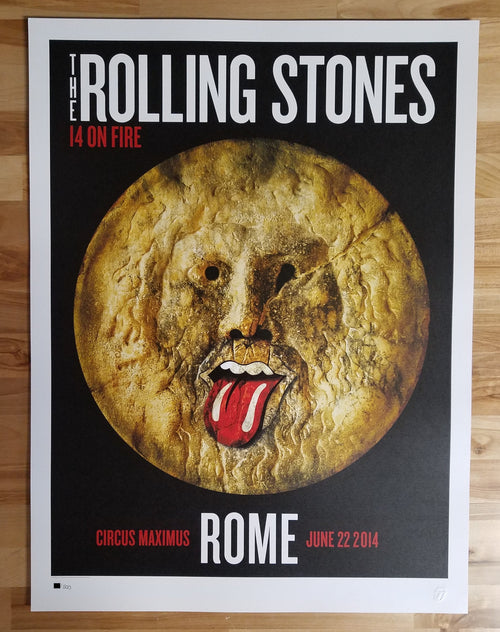 Title: Rolling Stones - 2014 OFFICIAL POSTER ROME, ITALY #1  Poster artist:   Edition:  xx/500  Type: Limited edition lithograph   Size: 17" x 23"  Location: Rome, Italy   Venue: Circus Maximus   Notes:  1st edition, official poster hand numbered and embossed.  Official poster, Europe 14 On Fire Tour original from the show!