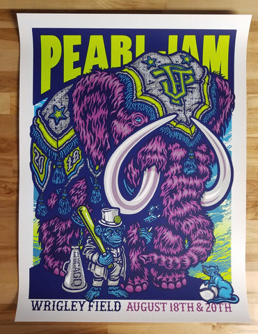 Ames Bros - Pearl Jam Tulsa, OK Glow-in-the-Dark Screen print Signed - 2014