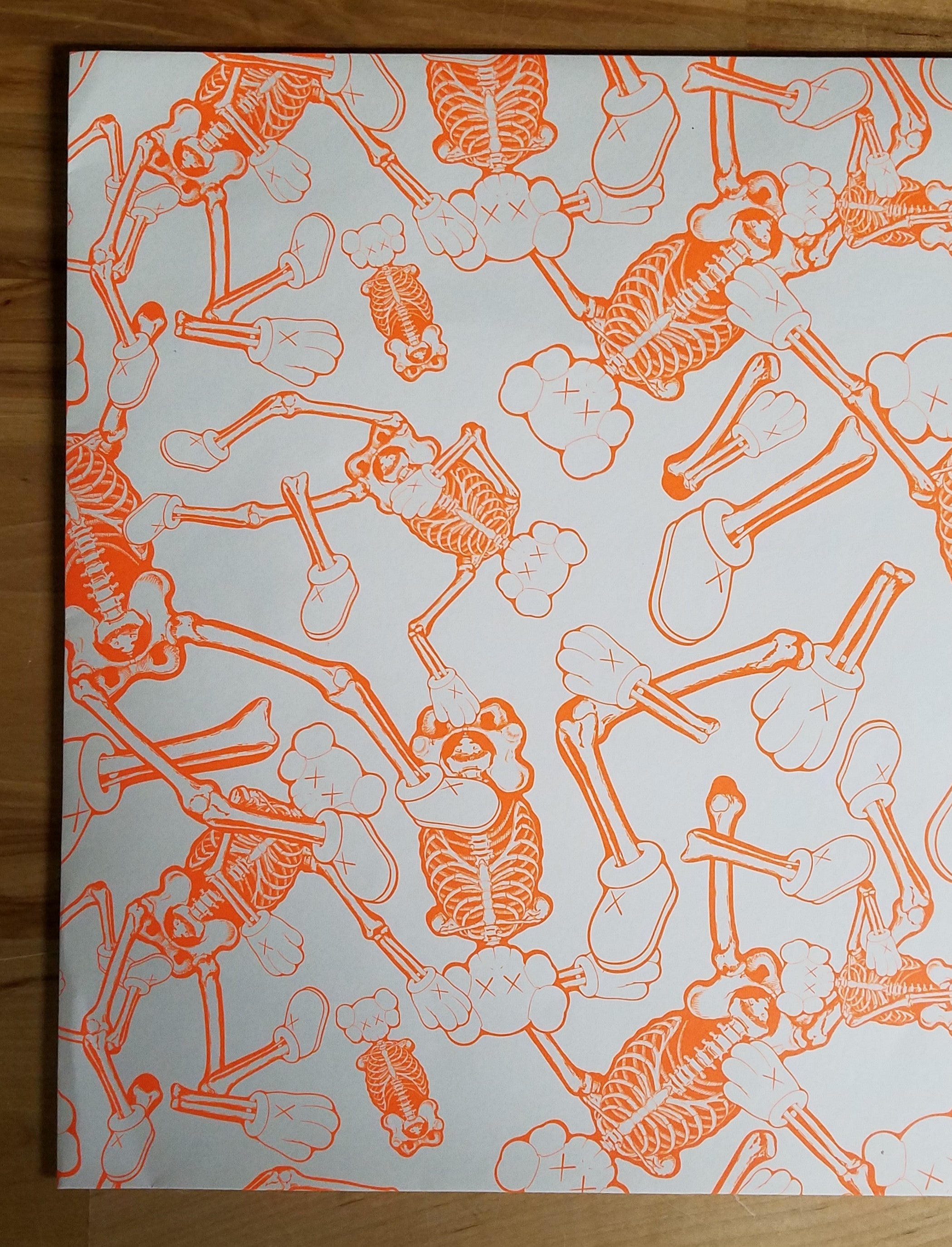 KAWS Skeleton Cardboard Wall Hanging - Orange
