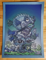 Title: Left Handed Ocean Man, 2019  Artist: David Welker  Edition:  xx/150  Type: Screen print.  Size: 9" x 12"  Notes:  Signed and numbered in a limited edition of 150 total prints.  In hand and ready to ship!