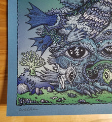 Title: Left Handed Ocean Man, 2019  Artist: David Welker  Edition:  xx/150  Type: Screen print.  Size: 9" x 12"  Notes:  Signed and numbered in a limited edition of 150 total prints.  In hand and ready to ship!