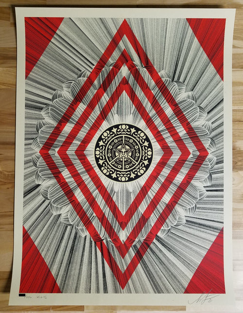 Title:  Obey K+S Flower Diamond (2021)  Artist:  Shepard Fairy Collaboration with Kai & Sunny  Edition:  xxx/450, signed and numbered  Type:  3 color screen print  Size:  18" x 24"  Notes:  Check out our other listings for more hard-to-find and out-of-print posters.