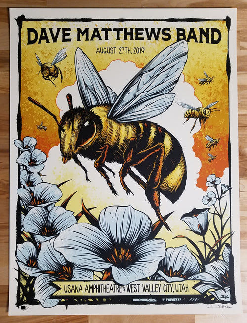 Title:  Dave Matthews Band West Valley City Poster - 8/27/2019  Poster artist: Brandon Heart  Edition:   xx/50 s/n  Type:  Screen print  Size:  18" x 24"  Location:  West Valley City, Utah  Venue:   Usana Amphitheatre  Notes:   6-color print.  Prints are rolled in kraft paper and shipped in a sturdy cardboard tube protected with bubble wrap on each end of the inside.  Be sure to check out our other listings for more rare, sold out & hard to find screenprints and posters!