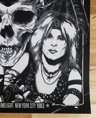 Title: MÖTLEY CRÜE NEW YORK CITY 1983 BY WILDNER LIMA (MAIN EDITION) Poster Poster artist: Wildner Lima Edition: xx/200 Type: Screen Print Size: 18" x 24" Location: New York City Venue: Limelight Notes: Officially Licensed by Mötley Crüe. Printed on French White.  Holographic sticker on back of print for authenticity.  Please allow up to 8 weeks for shipment of item(s)