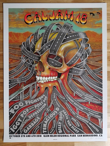 Emek - Cal Jam Signed Numbered Doodled Screenprint QOTSA Glen Helen Park 2017 S/N'