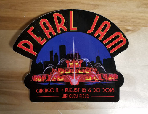 Title: Pearl Jam Wrigley Field Sticker - Buckingham Fountain Type: Sticker Size: 3.5" x 4.5" Notes: Purchased from the Pearl Jam Merch Tent outside of Wrigley field on August 16, 2018.