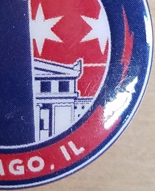 Title: Pearl Jam Hancock Building Pin Type: Pin Size: 1" x 1" Notes: Purchased from the Pearl Jam Merch Tent outside of Wrigley field on August 16, 2018.