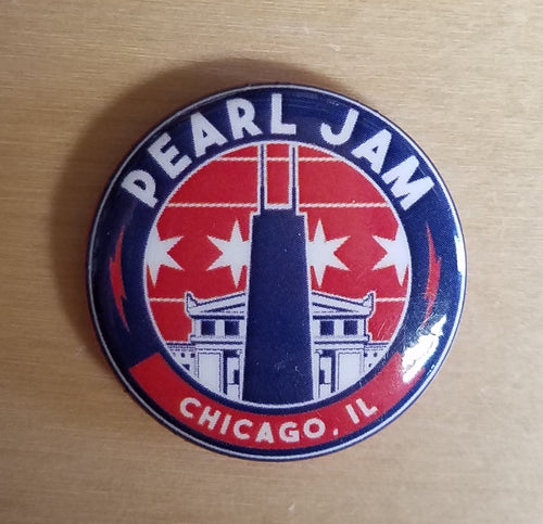 Title: Pearl Jam Hancock Building Pin Type: Pin Size: 1" x 1" Notes: Purchased from the Pearl Jam Merch Tent outside of Wrigley field on August 16, 2018.