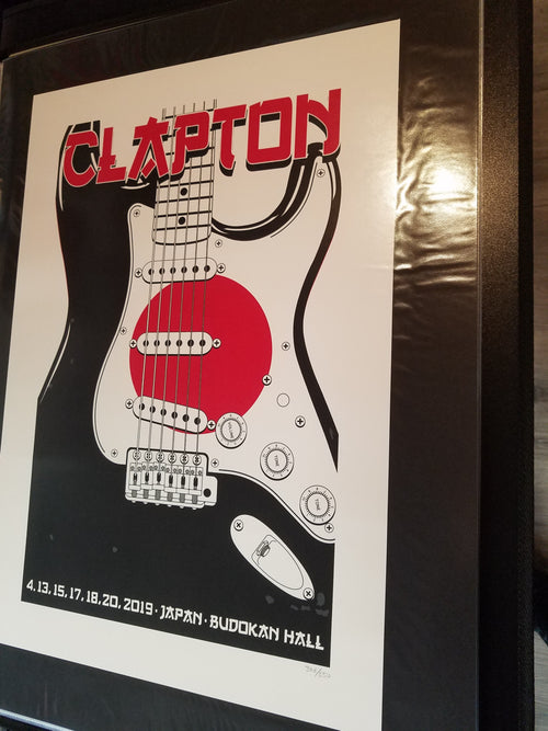 Title:  Eric Clapton - Budokan 2019  Edition:  xx/500  Type: Hand Screen printed poster  Size:  14" x 20"  Venue: Budokan Hall  Location:  Tokyo, Japan  Notes:  2019 Limited edition screen printed poster of 1000, Poster is numbered 76/1000 in pencil.  In house and ready to ship!