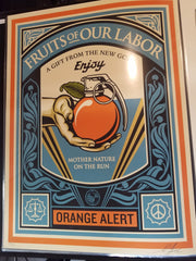 Title:  Fruits Of Our Labor  Poster artist:  Shepard Fairey  Edition:  xx/450 s/n  Type:  Screen print  Size:  18" x 24"  Notes:  Released in 2015.   Check out our other listings for more hard-to-find and out-of-print posters.
