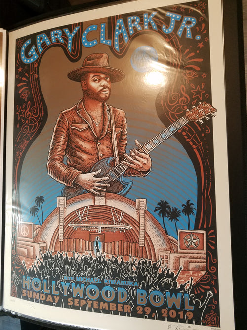 Title: Gary Clark Jr. - Hollywood Bowl 2019  Poster artist: Emek  Edition: xx/100 s/n  Type: Screen Print  Size: 18" x 24"  Location: Hollywood, CA  Venue: Hollywood, CA  Notes: Ready to ship!