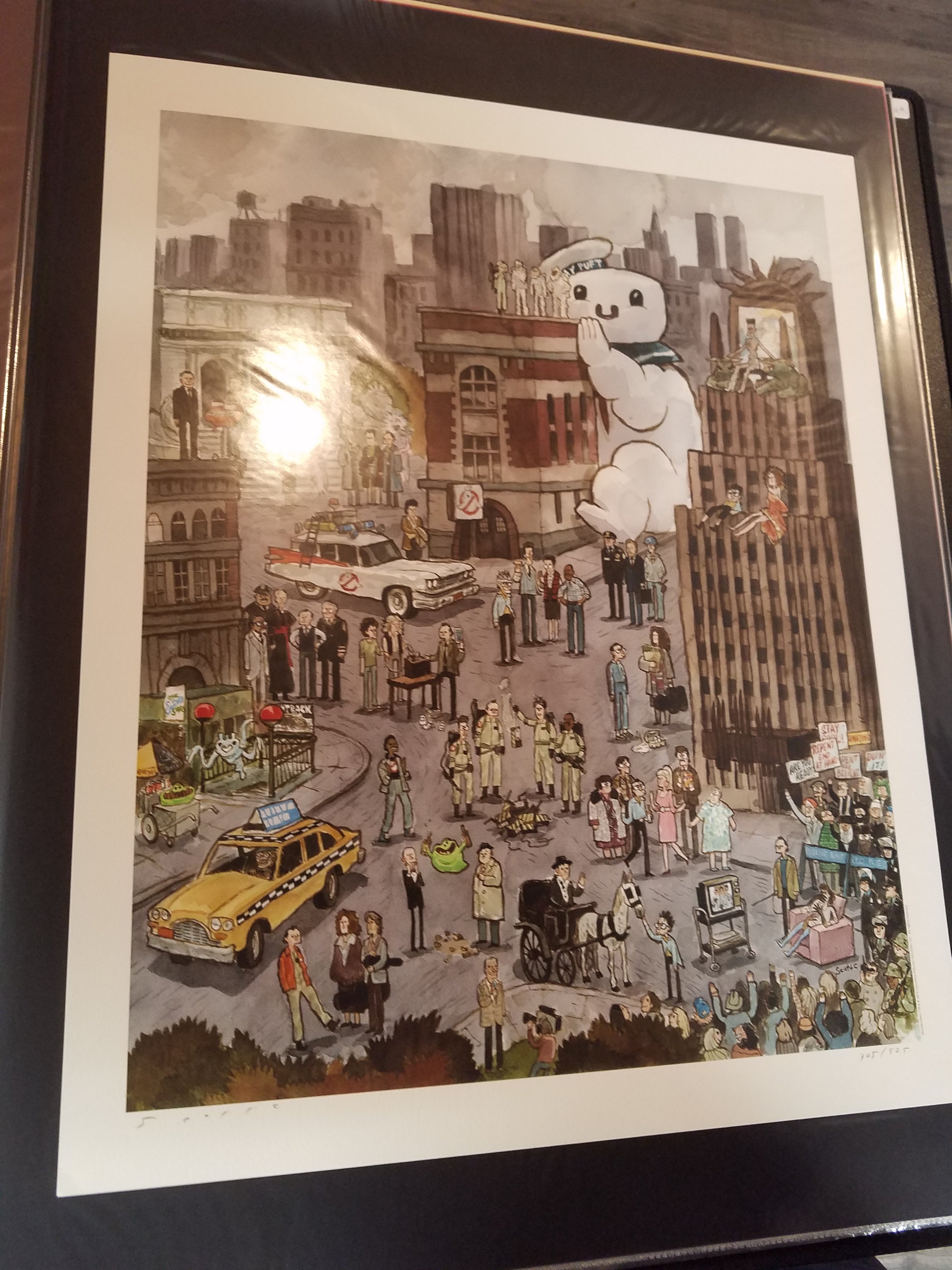 Title:  "Ghostbusterland"  Artist:  Scott Campbell  Edition:  xx/525  Type:  Screen print  Size:  16" x 20"  Notes:  Released in 2015.  Signed and numbered by the artist  Stored flat in very good condition.  Check out our other listings for more hard-to-find and out-of-print posters.