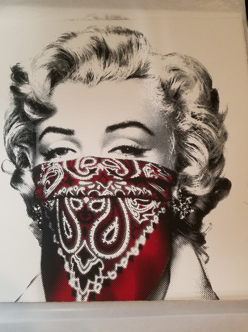 Title:  STAY SAFE RED  Artist:  Mr. Brainwash  Edition:  xx/50  Type:  Two-color screen-print on archival paper  Size:  22" x 22"  Notes:  Limited Edition of 50 Print on paper. In celebration of Marilyn Monroe’s birthday on June 1st, we will be releasing Stay Safe, a new limited edition screen print. Each two-color screen print is hand-torn, signed, and numbered with a thumbprint on the back.  Check out our other listings for more hard-to-find and out-of-print posters.