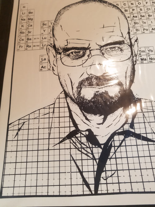 Title: Respect the Chemistry 2013, Blue Sky Variant Artist: Timothy Anderson Edition: xx/65 Type: Screen print. Size: 16" x 12" Notes: For the hit TV series 'Breaking Bad' on AMC Channel, this poster's blue is reflected under glow in the dark lighting. Walter White half Heisenberg. Signed and numbered by the artist. For the hit TV series 'Breaking Bad' on AMC Channel, Walter White half Heisenberg. Print is stored flat in very good condition.