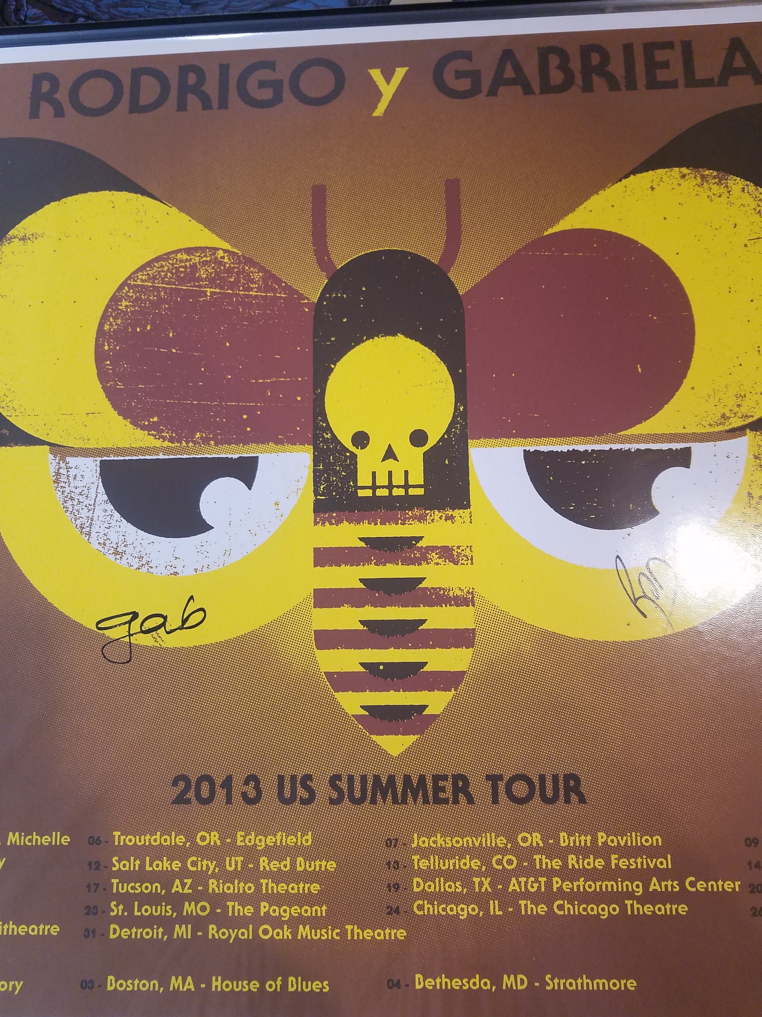 Title: Rodrigo Y Gabriela Summer 2013 Type: Silk Screen Size: 24" x 18" Location: Various Venue: Various Notes:  Check out our other listings for more hard-to-find and out-of-print posters.