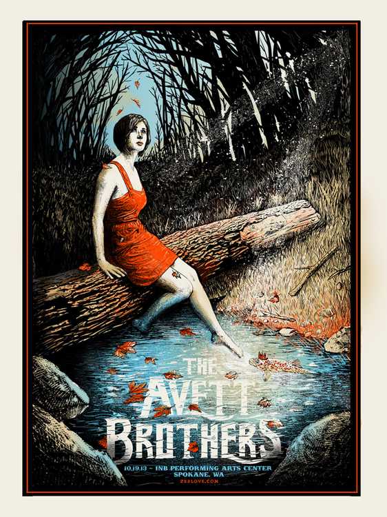 The Avett Brothers Spokane WA 2013 Screenprint Poster xx/200 Zeb Love S/N'd