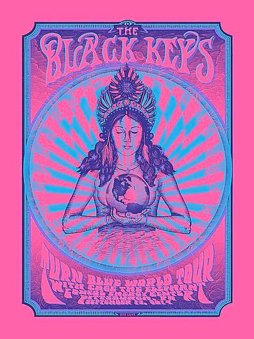 This poster was created poster for The Black Keys and their Turn Blue World Tour.