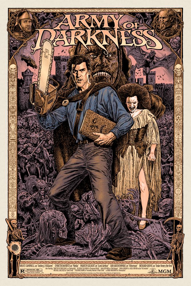 "Army of Darkness Purple Variant" by Chris Weston.  Inspired by the popular cult film. Released by Skuzzles in 2014 in limited edition of 60 prints. Print is stored flat in very good condition.