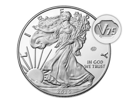 End of World War II 75th Anniversary American Eagle Silver Proof Coin  Fineness:  0.999 Coin:  American Eagle Certification:  US Mint Issued Precious Metal Content per Unit:  31.103 Grams Strike Type:  Proof Grade:  Ungraded Year:  2020 Brand/Mint:  U.S. Mint Ships Today