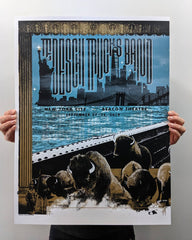 Title: Tedeschi Trucks Band - NYC - 2019 (Full triptych sets available)  Edition: Limited Edition, Signed and numbered APs.  Type:  Five color limited edition triptych is printed full bleed so that all three posters can be framed/hung together as shown in the image.  Gold metallic and glow in the dark ink add special print touches  Size: Full triptych size: 54” x 24”  Individual poster size: 18” x 24”  Notes:  **THESE PRINTS ALL SOLD OUT IN NEW YORK**