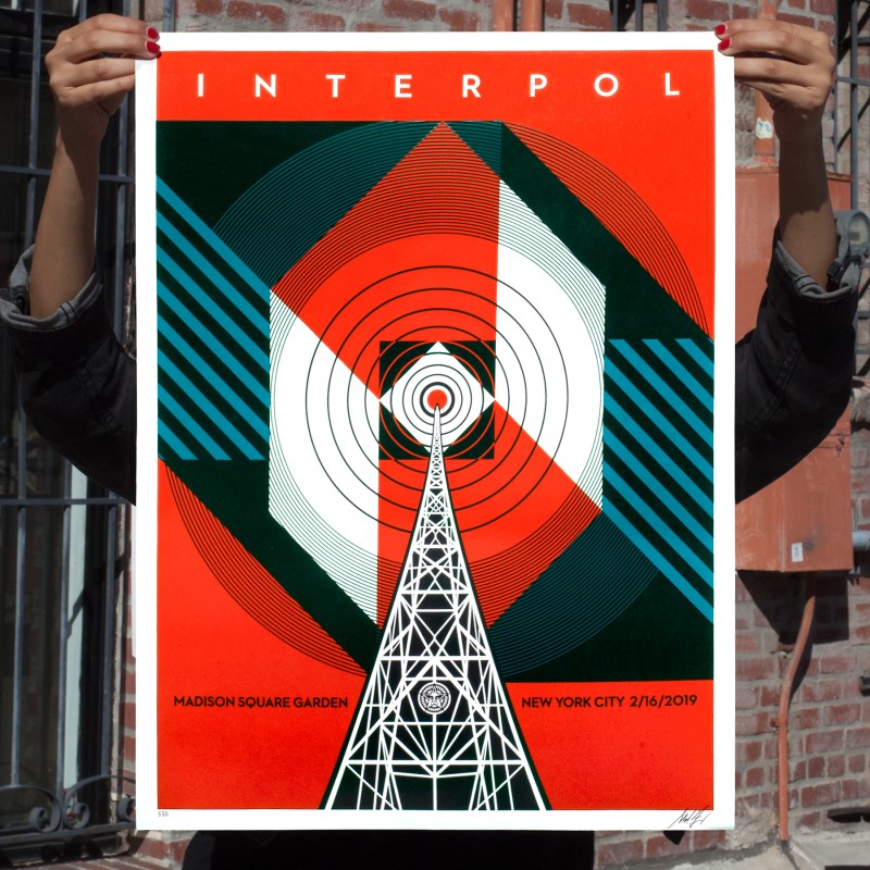 Title: Interpol - NYC Calling  Artist: Shepard Fairey  Edition:  xxx/550  Type: Screen print poster  Size: 18" X 24"  Venue: Madison Square Garden  Location: NY, NY  Notes:   2/16/19 Limited edition of 550 copies in total, signed and numbered by the artist  Print is stored flat in very good condition. Following purchase, prints are rolled in archival paper and shipped with bubble wrap in sturdy cardboard tubes.  Check out our other listings for more hard-to-find and out-of-print posters.