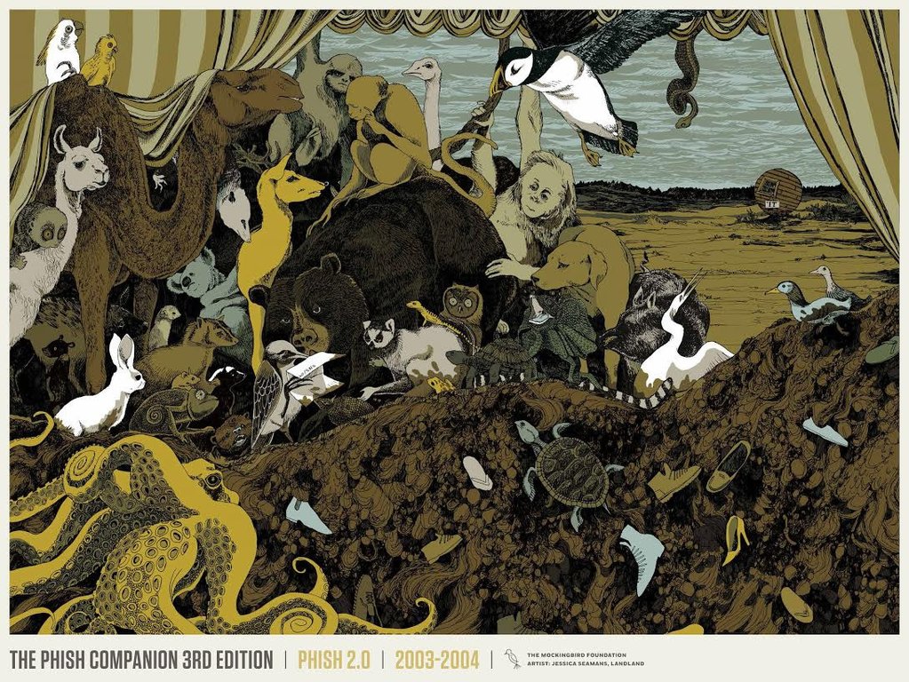 "TPC3 – Phish 2.0, 2003-2004"  Limited Edition Screen printed poster of 420, signed and numbered by the artist  The Phish Companion 3rd Edition by The Mockingbird Foundation is the definitive guide to the Phish band and its music.